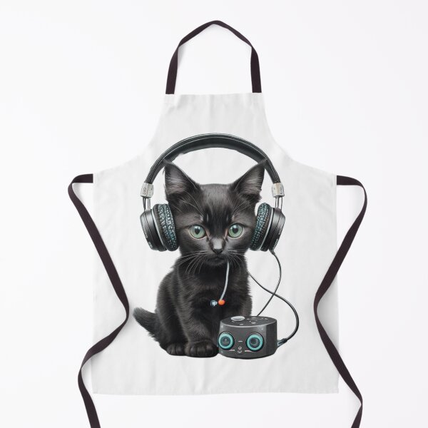 Item preview, Black Kitten wearing headphones - Cat Cute Gift merch - Bali Color designed and sold by MaFleiva.
