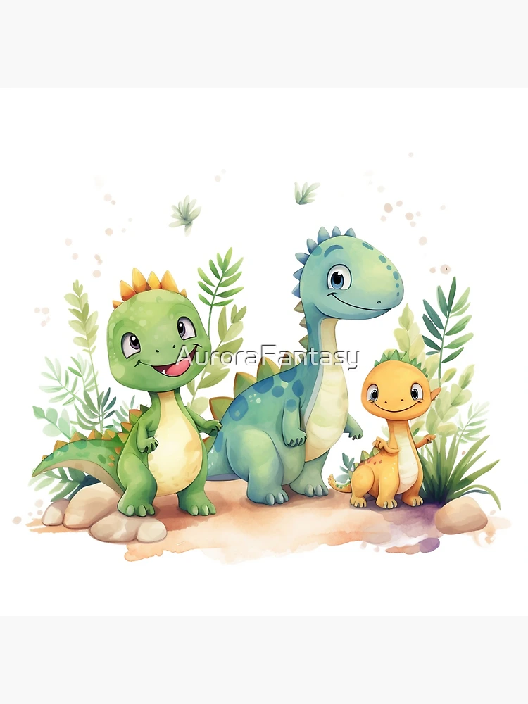 Pegatinas infantiles para pared, diseño de dinosaurio de dibujos animados  azul bebé, naranja – 12.0 in