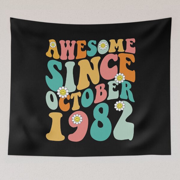 Item preview, Awesome Since October 1982 | Made In 1982 | Retro Groovy Birthday designed and sold by Christina-grich.