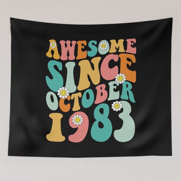 Item preview, Awesome Since October 1983 | Made In 1983 | Retro Groovy Birthday designed and sold by Christina-grich.