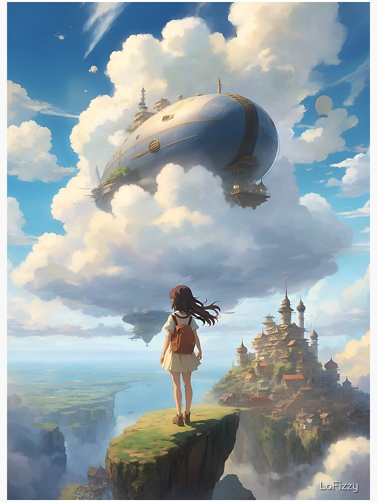 Free Vectors | Inside an anime movie-style ruins-style airship