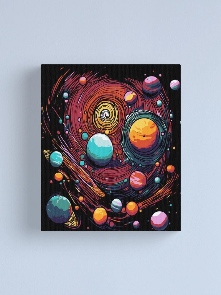 Planets color galaxy, solar system drawing 