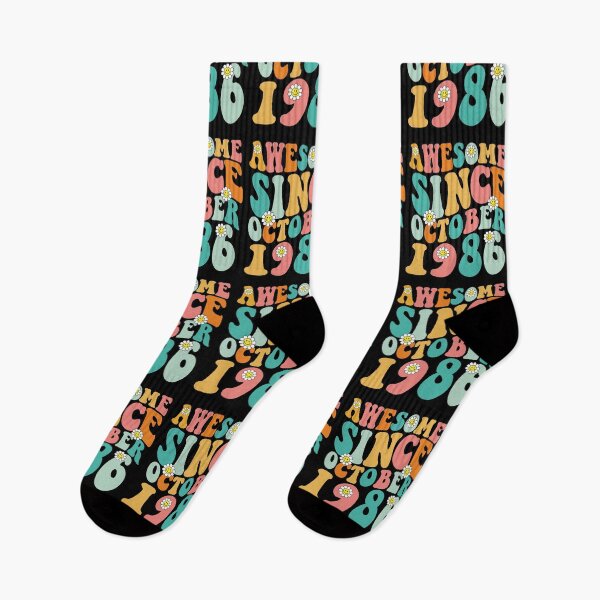 Item preview, Awesome Since October 1986 | Made In 1986 | Retro Groovy Birthday designed and sold by Christina-grich.