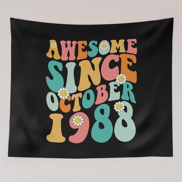 Item preview, Awesome Since October 1988 | Made In 1988 | Retro Groovy Birthday designed and sold by Christina-grich.