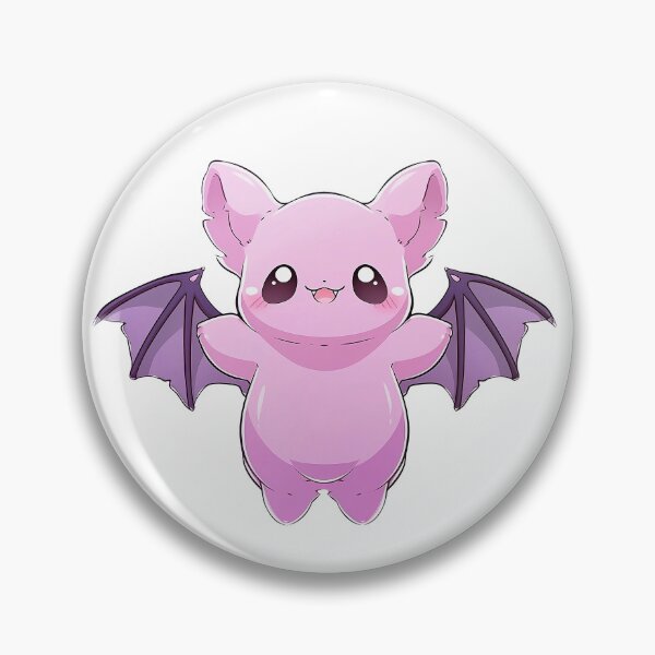 Item preview, Cute Kawaii Pink and Purple Smiling Baby Bat designed and sold by CozyKawaiiArt.