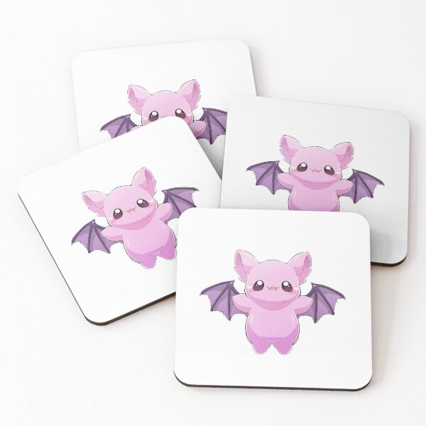 Item preview, Cute Kawaii Pink and Purple Smiling Baby Bat designed and sold by CozyKawaiiArt.