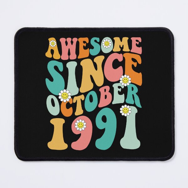 Item preview, Awesome Since October 1991 | Made In 1991 | Retro Groovy Birthday designed and sold by Christina-grich.