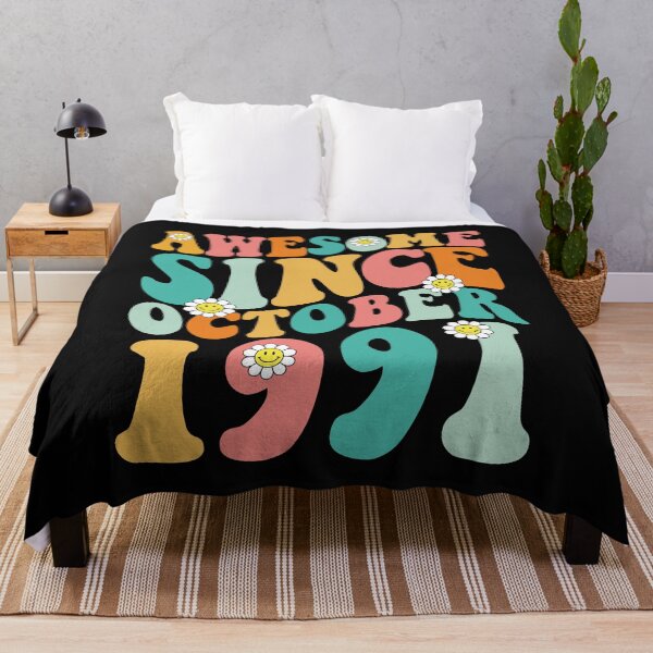 Item preview, Awesome Since October 1991 | Made In 1991 | Retro Groovy Birthday designed and sold by Christina-grich.