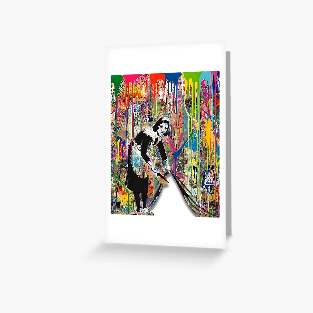 Banksy Maid Colorful Pop Art - Sweep it Under the Carpet - Street Art  Collage | Greeting Card