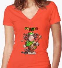 Cool Reggae Horse Women's Fitted V-Neck T-Shirt