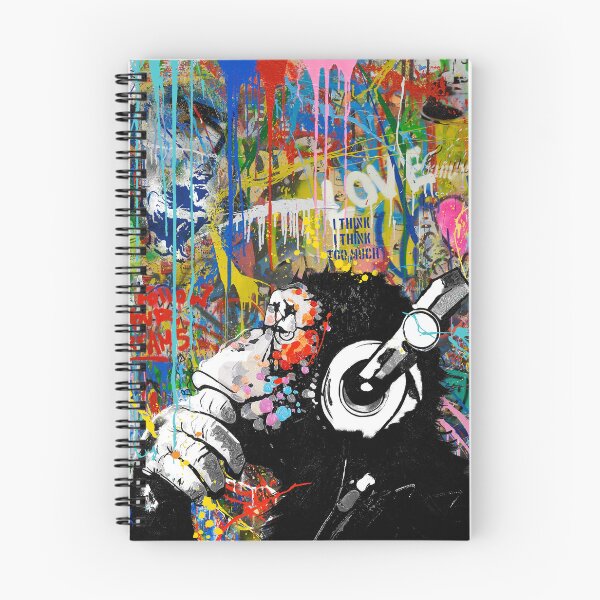 Item preview, Monkey Thinker - Banksy Colorful Street Art -  DJ Chimp designed and sold by Teecha.