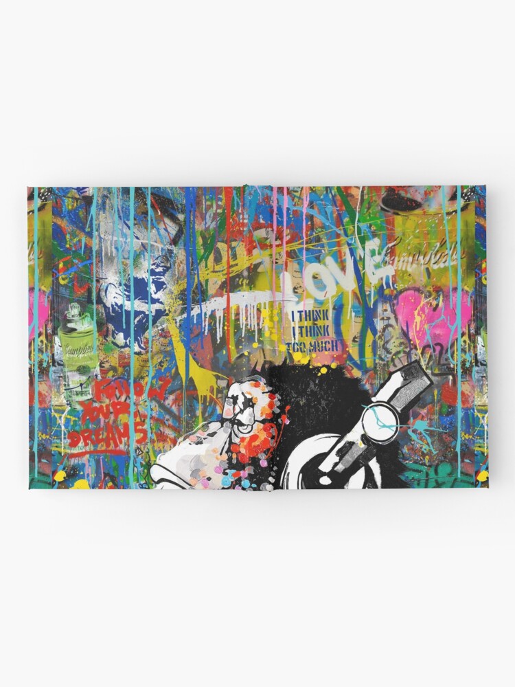Thumbnail 2 of 3, Journal, Monkey Thinker - Banksy Colorful Street Art - DJ Chimp designed and sold by Teecha.