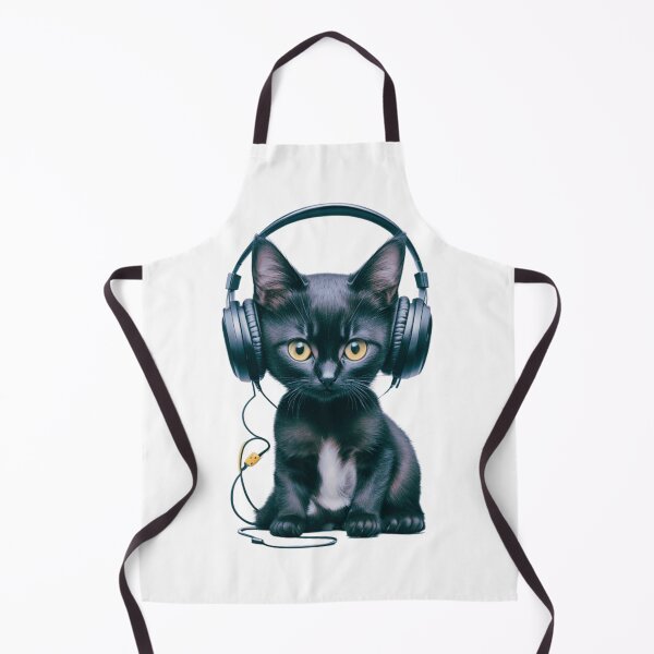 Item preview, Black Kitten wearing headphones - Cat Gifts merch - Astro Color designed and sold by MaFleiva.