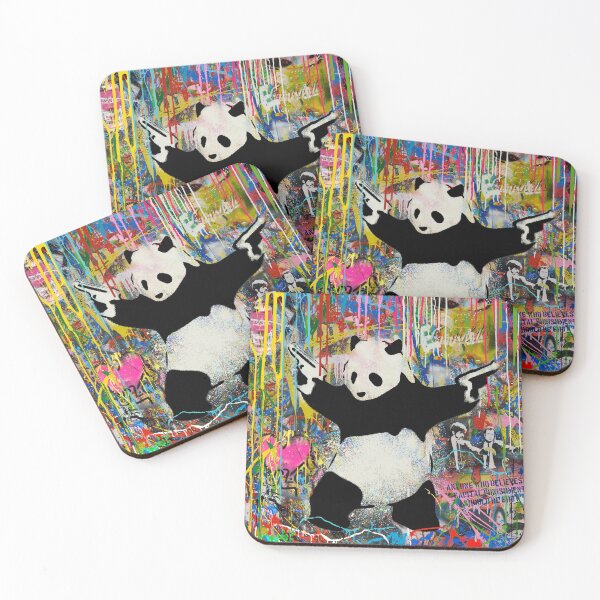 Artikelvorschau, Panda mit Waffen Stick Em Up – Urban Pop Art Banksy entworfen und verkauft von Teecha.
