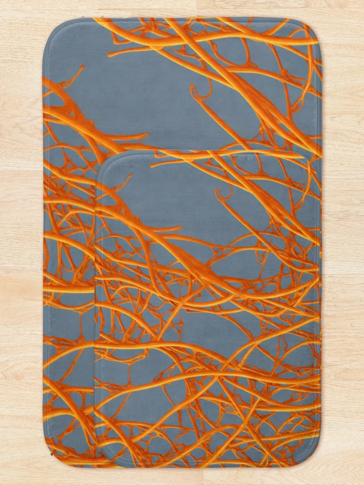 Thumbnail 5 of 6, Bath Mat, Abstract Orange vines pattern designed and sold by Rothnaric.