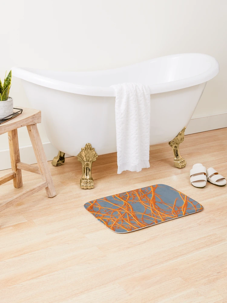 Thumbnail 2 of 6, Bath Mat, Abstract Orange vines pattern designed and sold by Rothnaric.