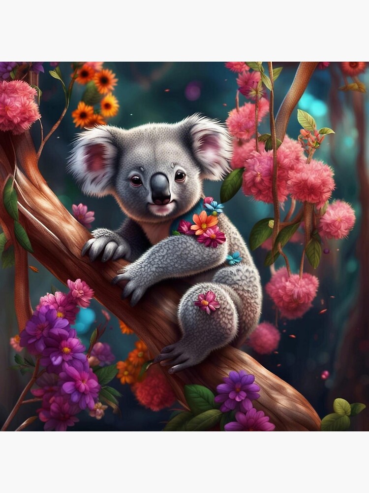 Kid Girl Cute Floral Koala Print Long-sleeve Pink Tee