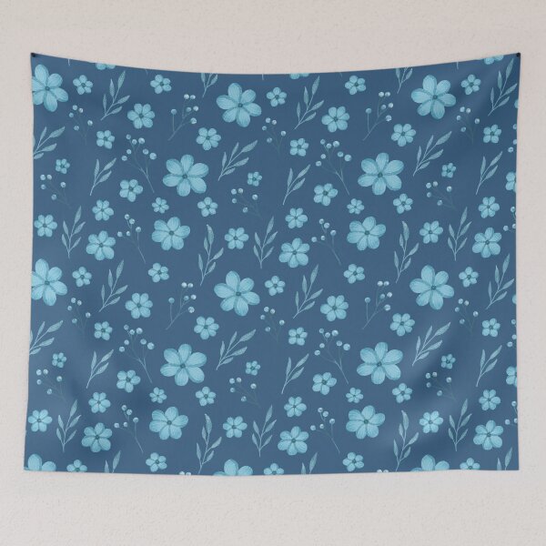 Item preview, Blue garden simple floral pattern designed and sold by pinkyfish1010.