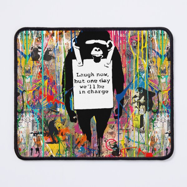 Item preview, Laugh Now Chimp Collage - Banksy  Colorful Graffiti Stencil Art  designed and sold by Teecha.