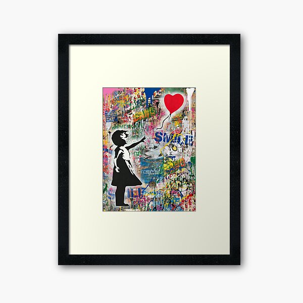 Balloon Girl Street Art Mashup Pop Culture Collage Framed Art Print