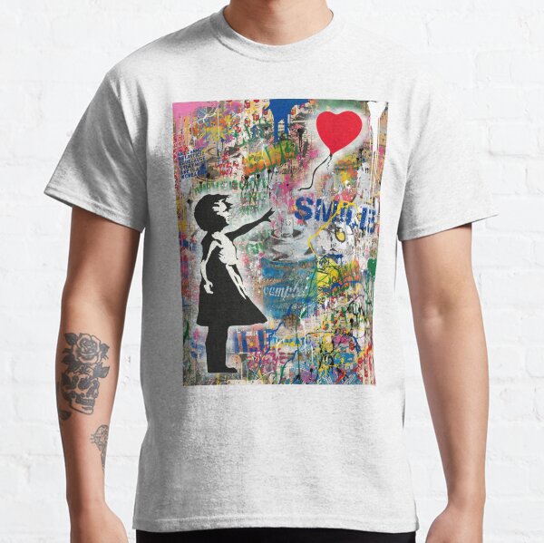 Item preview, Balloon Girl Street Art Mashup Pop Culture Collage designed and sold by Teecha.
