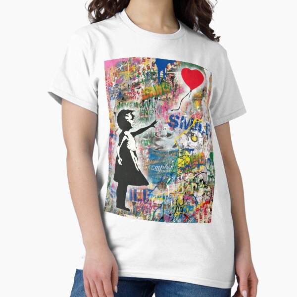 Item preview, Balloon Girl Street Art Mashup Pop Culture Collage designed and sold by Teecha.