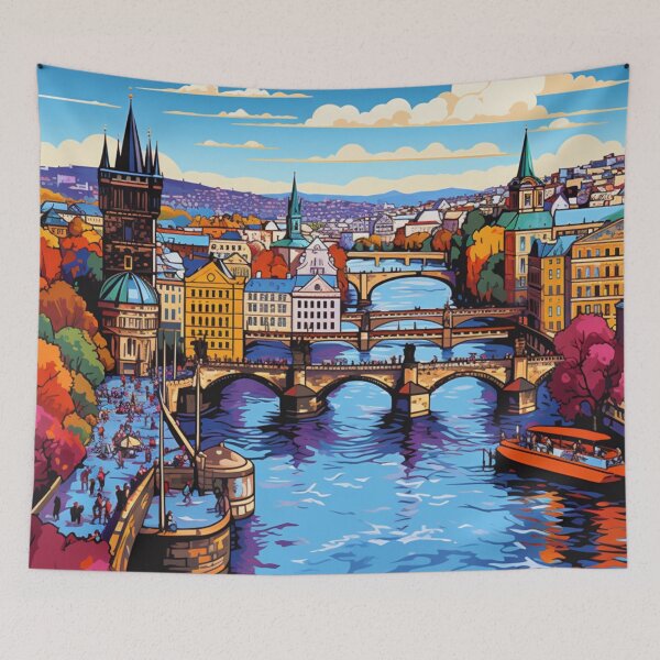 Item preview, A Pop Art Travel Print of Prague - Czech Republic designed and sold by StudioRedKoala.