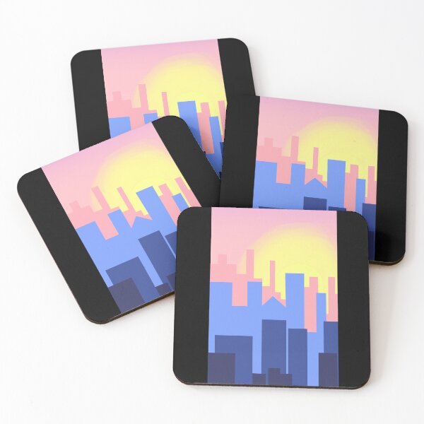 Item preview, Blue to pink gradient city designed and sold by WonderlandVect.