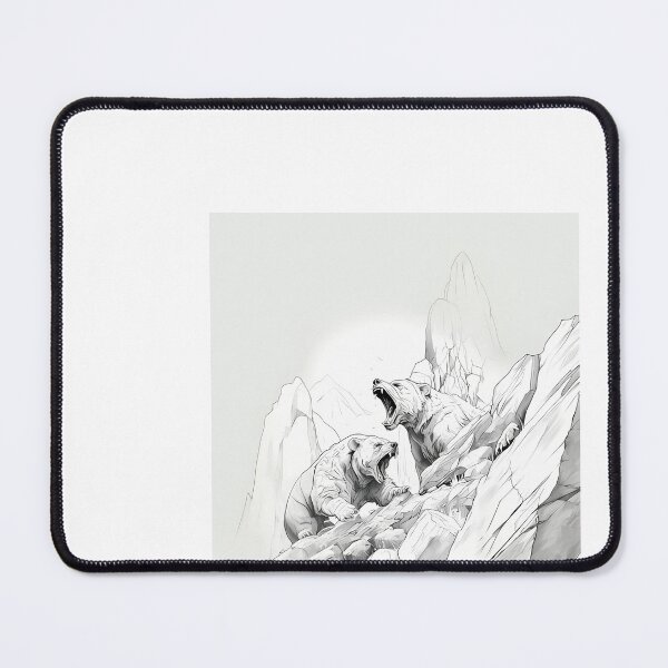 Item preview, a black and white drawing of two bears on rocks designed and sold by Dark Fantasy Store.