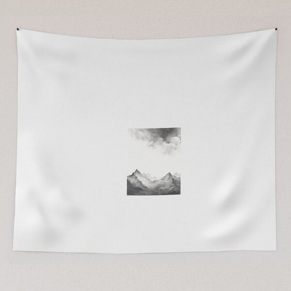 Item preview, a black and white photo of a mountain range designed and sold by Dark Fantasy Store.