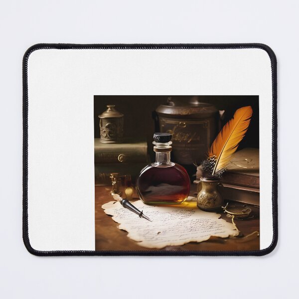 Item preview, a bottle of liquor sitting on top of a table next to a pen designed and sold by Dark Fantasy Store.