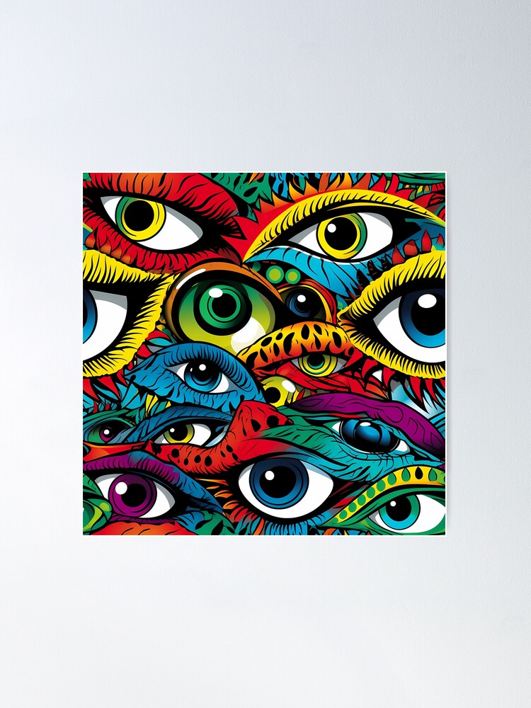 Abstract Animal Eyes Pattern - Pop art - psychedelic art Poster for Sale  by Azlanart