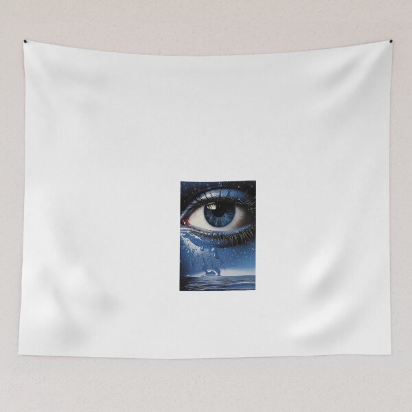 Item preview, a close up of a blue eye with drops of water on it designed and sold by Dark Fantasy Store.