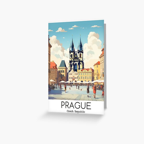 Item preview, A Vintage Travel Illustration of Prague - Czech Republic designed and sold by GoodOldVintage.