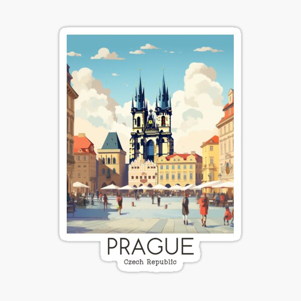 Item preview, A Vintage Travel Illustration of Prague - Czech Republic designed and sold by GoodOldVintage.