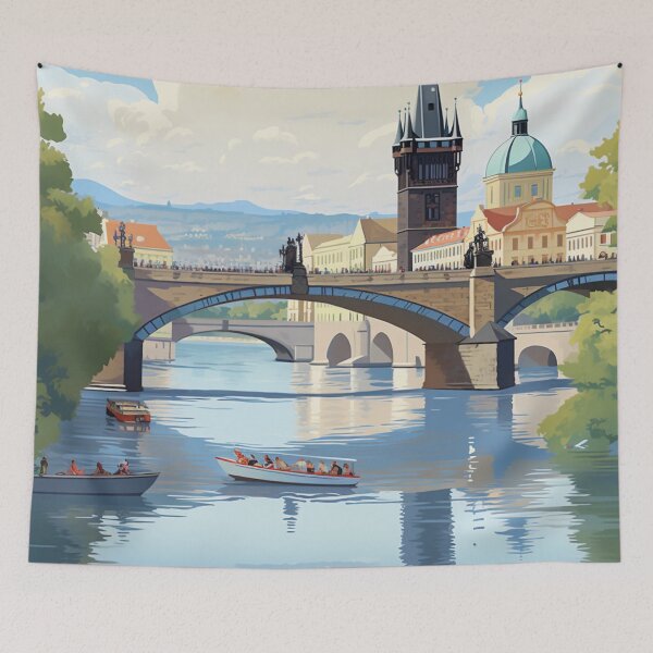 Item preview, A Vintage Travel Illustration of Prague - Czech Republic designed and sold by GoodOldVintage.