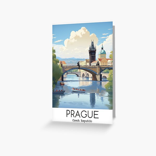Item preview, A Vintage Travel Illustration of Prague - Czech Republic designed and sold by GoodOldVintage.