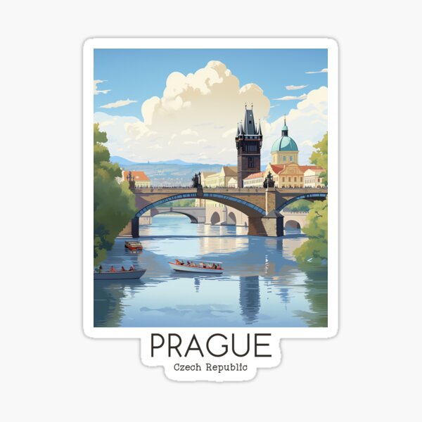 Item preview, A Vintage Travel Illustration of Prague - Czech Republic designed and sold by GoodOldVintage.