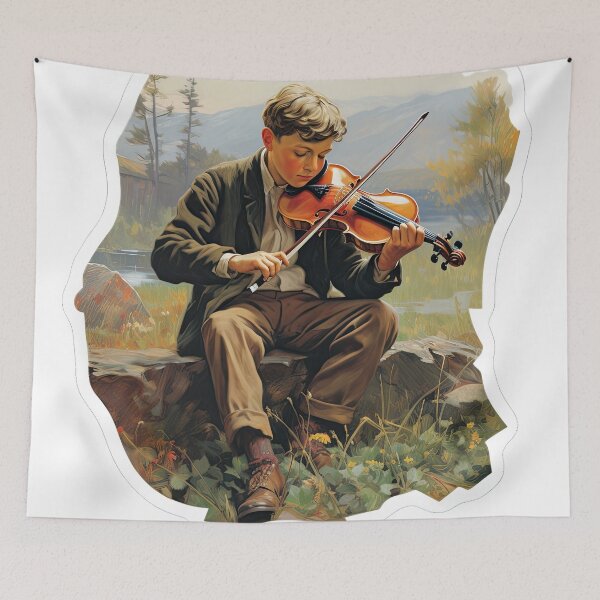 Item preview, Boy playing violin outside designed and sold by abmkf.