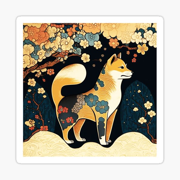 Item preview, Shiba inu dog in Minimal Japanese Art Style designed and sold by dukito.