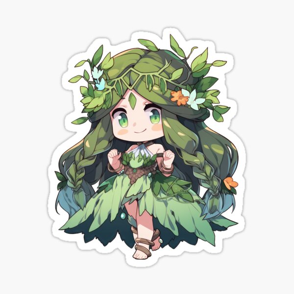 Vista previa del artículo con la obra «Linda criatura Chibi Dryad», diseñado y vendido por SundayDonuts.