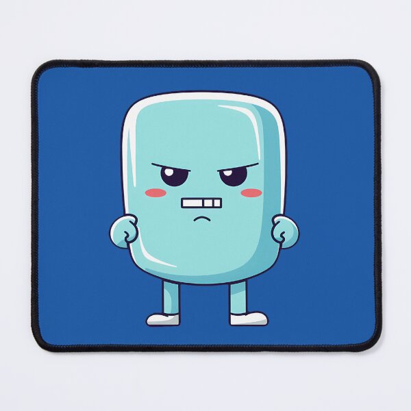 Item preview, Angry cute kawaii character, emoticon, funny character, funny, blue Background designed and sold by Crazy4Graphics.