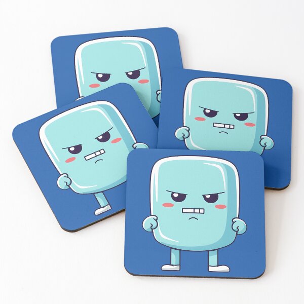 Item preview, Angry cute kawaii character, emoticon, funny character, funny, blue Background designed and sold by Crazy4Graphics.