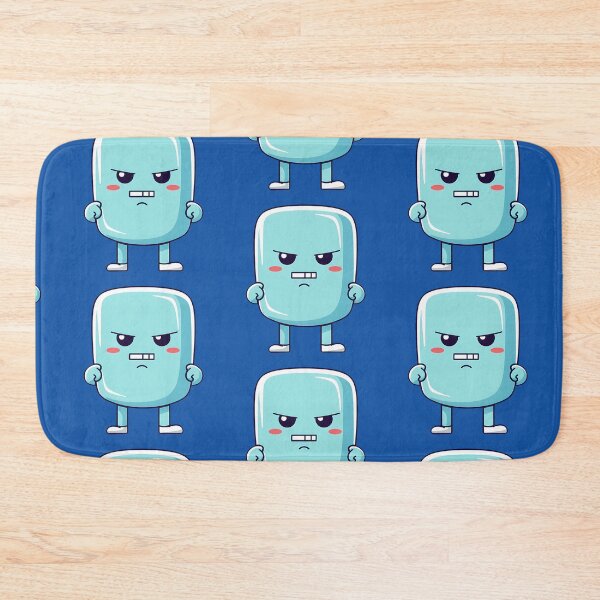 Item preview, Angry cute kawaii character, emoticon, funny character, funny, blue Background designed and sold by Crazy4Graphics.