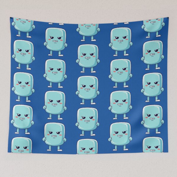 Item preview, Angry cute kawaii character, emoticon, funny character, funny, blue Background designed and sold by Crazy4Graphics.