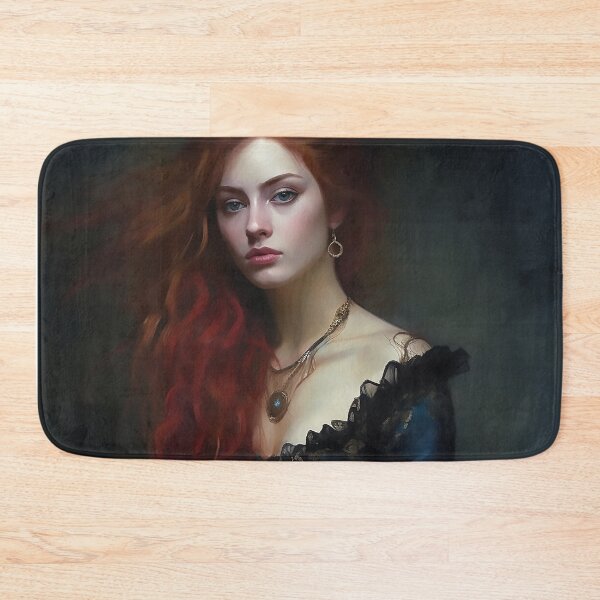 Item preview, A fragile noble woman with long vibrant copper-red wavy hair designed and sold by WallWhimsyWorks.