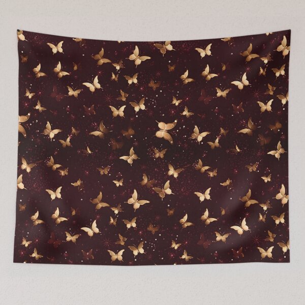 Item preview, Opulent Elegance: Goldleaf Glitter Butterfly and Snowflake Seamless Pattern designed and sold by AlienSkinEyes.