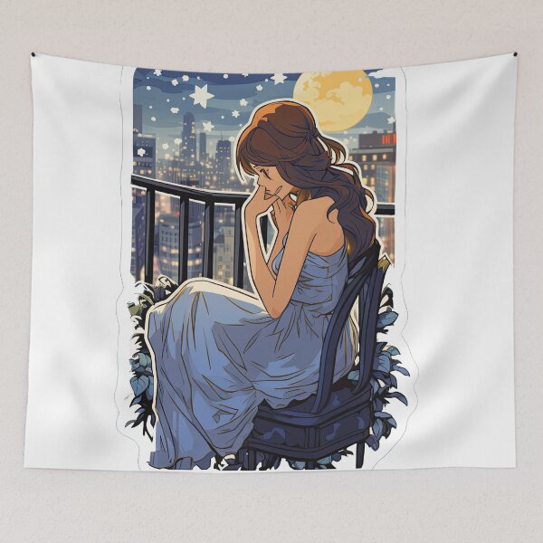 Item preview, Girl sitting in the moonlight designed and sold by abmkf.