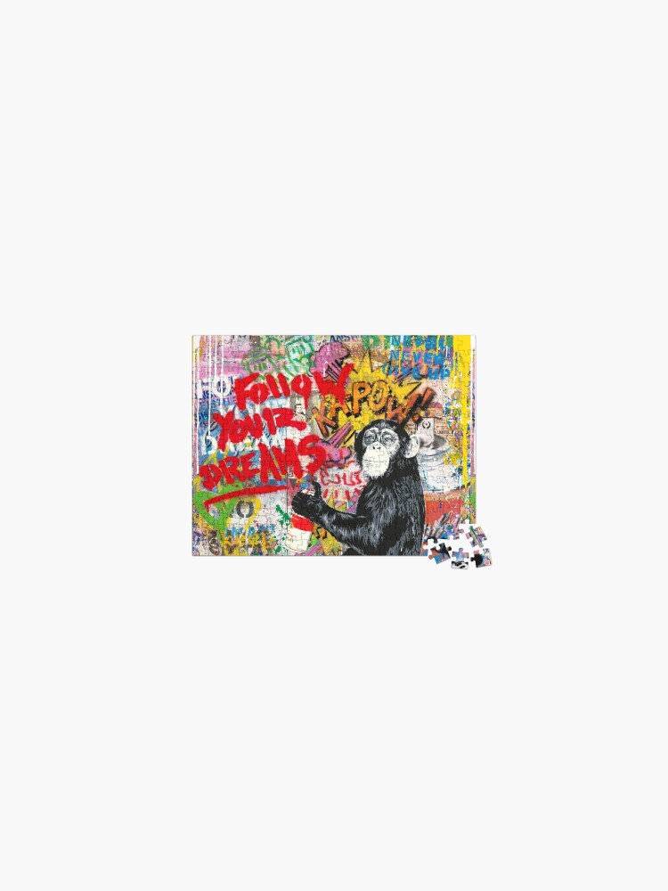 Thumbnail 1 of 2, Jigsaw Puzzle, Follow Your Dreams Chimp designed and sold by Teecha.