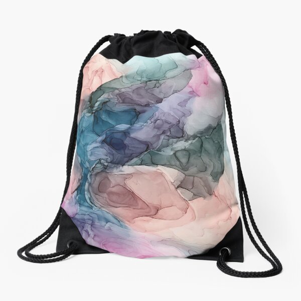 Heavenly Pastels 2: Original Abstract Ink Painting Drawstring Bag